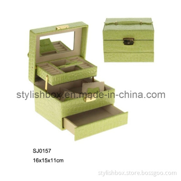 Flexible Green Crocodile PU Jewelry Box (SJ0157)
